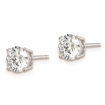 Sterlingsilber Rhodiniert Poliert Rund 6mm Zirkonia Ohrstecker
