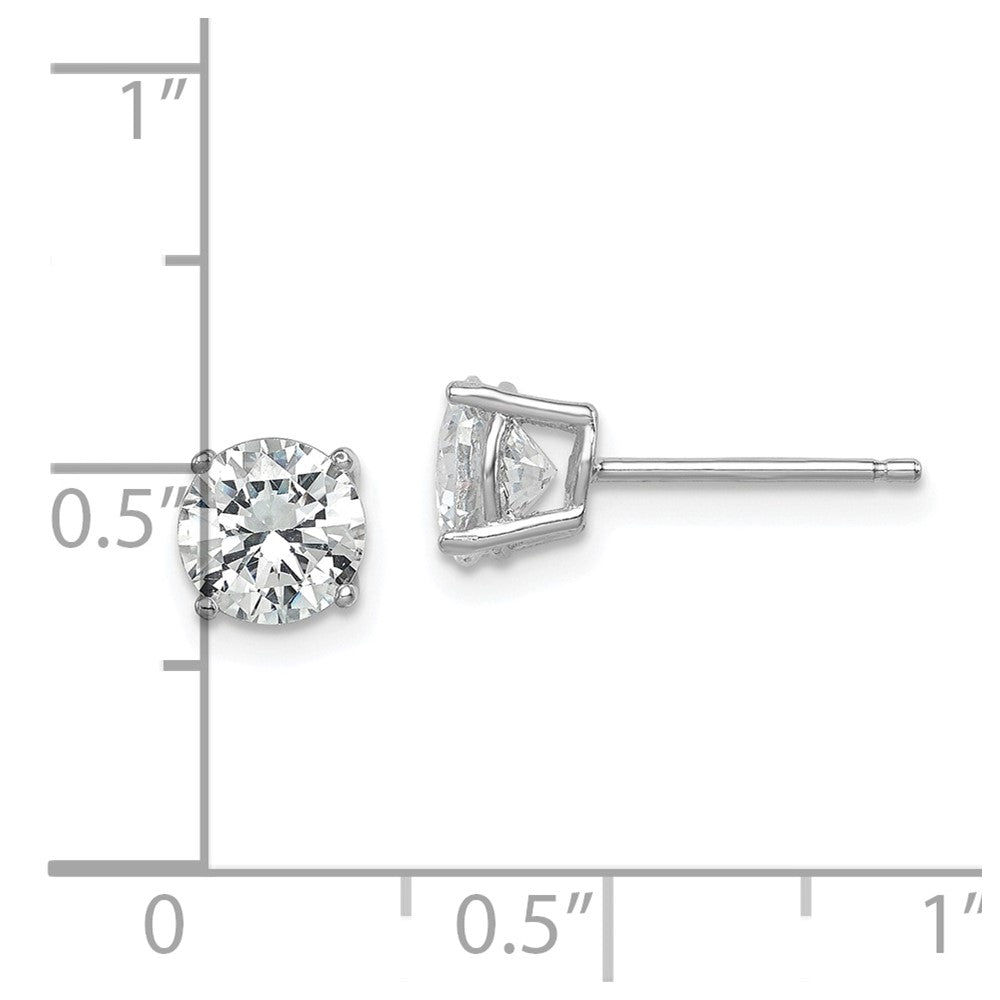 Sterlingsilber Rhodiniert Poliert Rund 6mm Zirkonia Ohrstecker