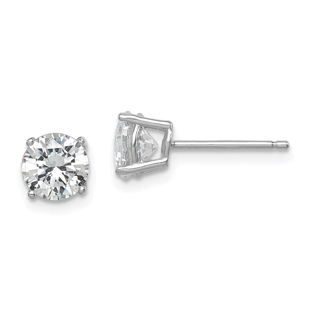 Sterlingsilber Rhodiniert Poliert Rund 6mm Zirkonia Ohrstecker