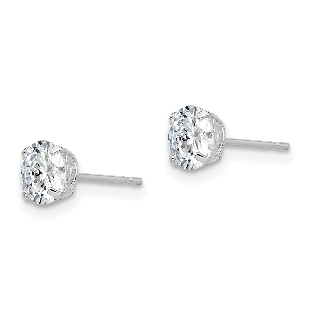 Sterlingsilber Rhodiniert Poliert Rund 5mm Zirkonia Ohrstecker