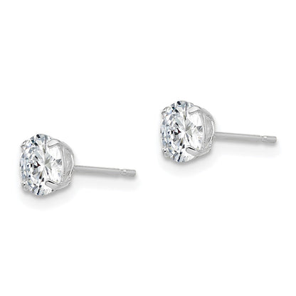 Sterlingsilber Rhodiniert Poliert Rund 5mm Zirkonia Ohrstecker