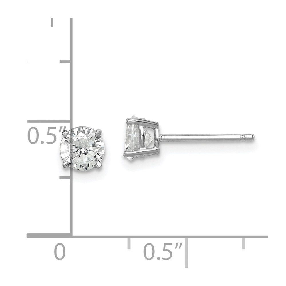Sterlingsilber Rhodiniert Poliert Rund 5mm Zirkonia Ohrstecker