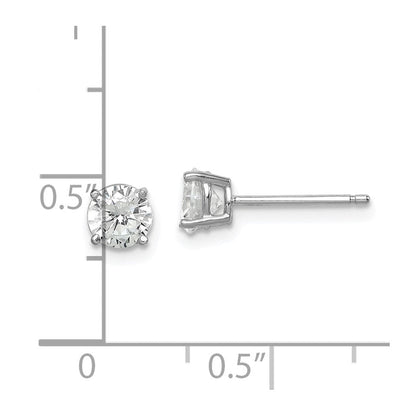 Sterlingsilber Rhodiniert Poliert Rund 5mm Zirkonia Ohrstecker