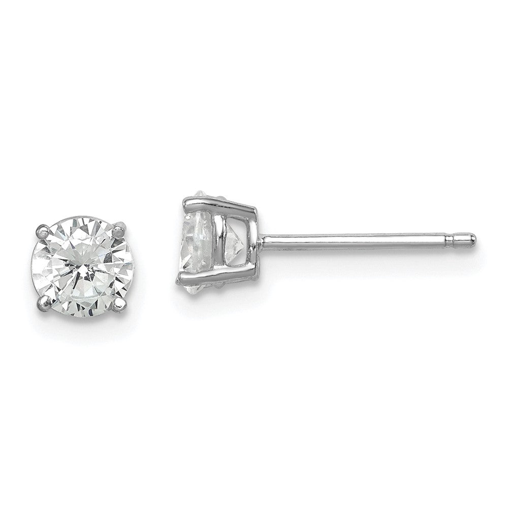 Sterlingsilber Rhodiniert Poliert Rund 5mm Zirkonia Ohrstecker