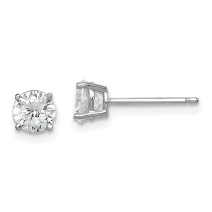 Sterlingsilber Rhodiniert Poliert Rund 5mm Zirkonia Ohrstecker