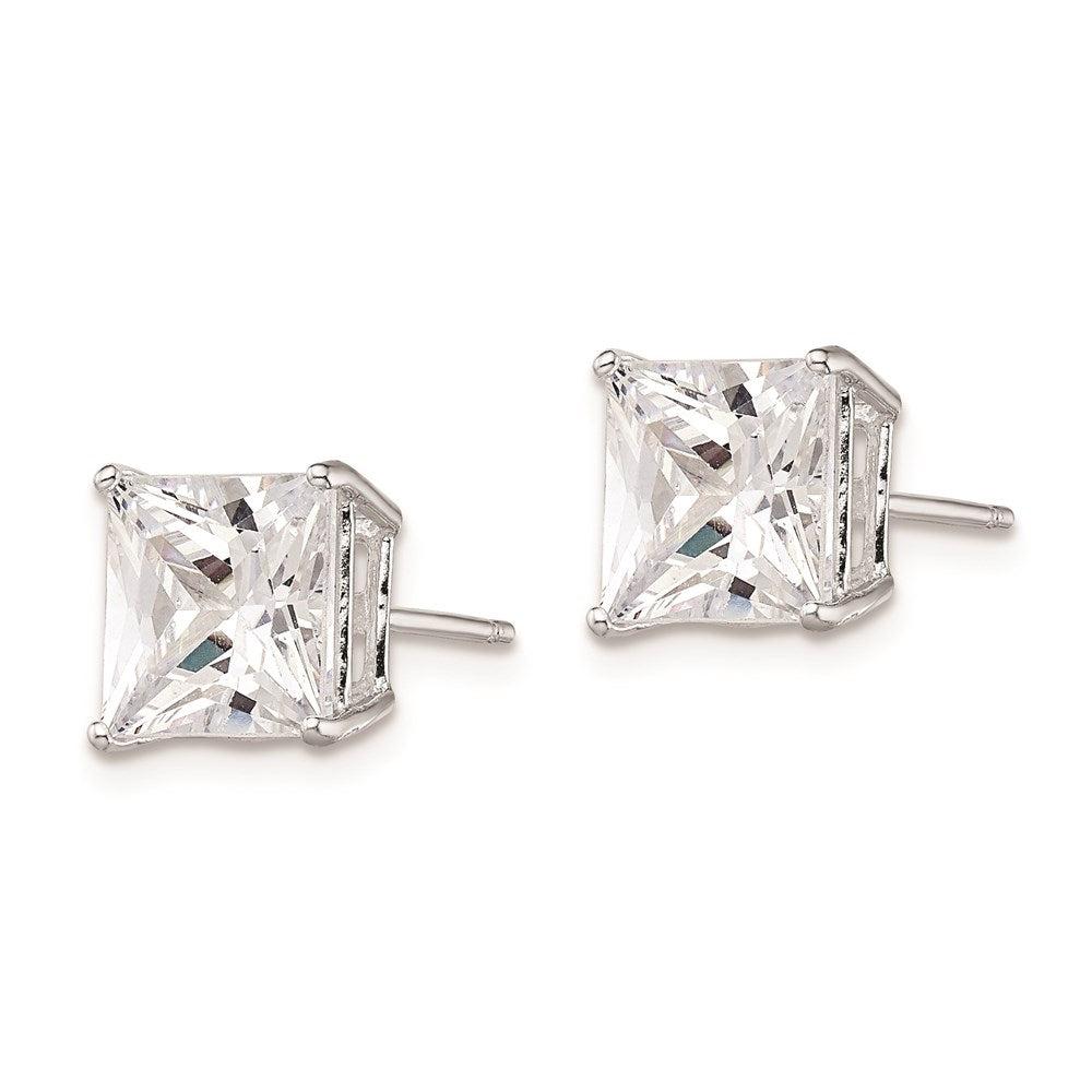 Sterlingsilber Rhodiniert Poliert Quadratisch 8mm Zirkonia Ohrstecker
