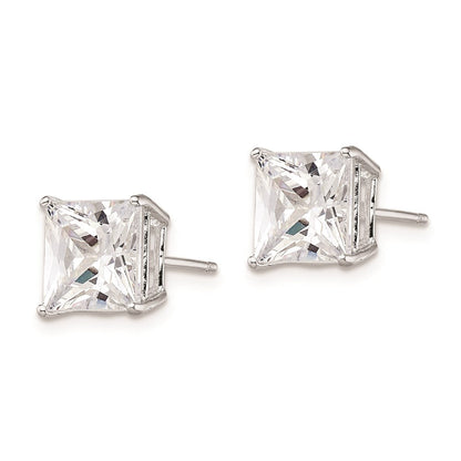 Sterlingsilber Rhodiniert Poliert Quadratisch 8mm Zirkonia Ohrstecker