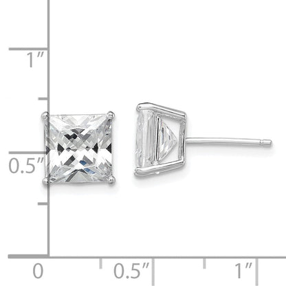 Sterlingsilber Rhodiniert Poliert Quadratisch 8mm Zirkonia Ohrstecker