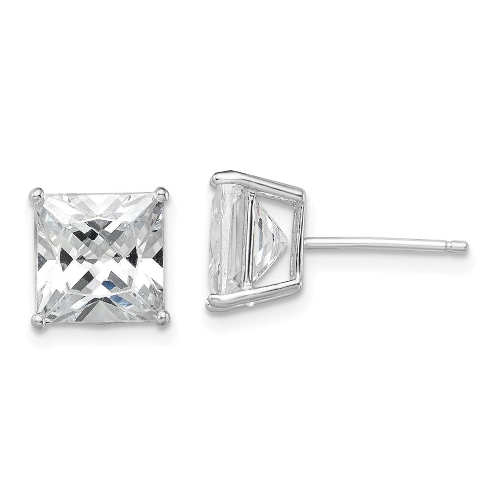 Sterlingsilber Rhodiniert Poliert Quadratisch 8mm Zirkonia Ohrstecker