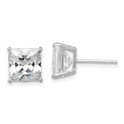 Sterlingsilber Rhodiniert Poliert Quadratisch 8mm Zirkonia Ohrstecker