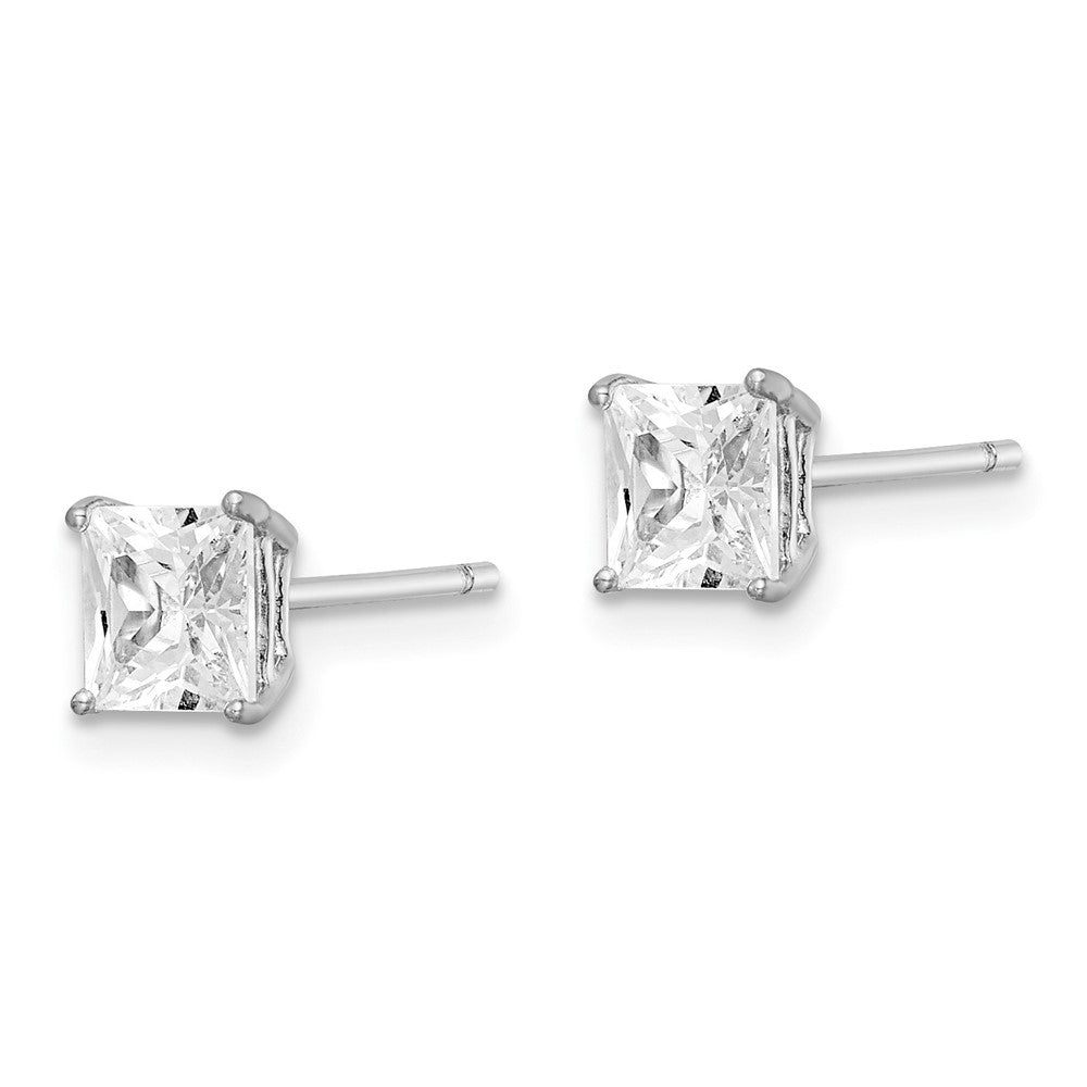 Sterlingsilber Rhodiniert Poliert Quadratisch 5mm Zirkonia Ohrstecker
