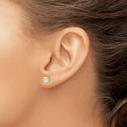 Sterlingsilber Rhodiniert Poliert Quadratisch 5mm Zirkonia Ohrstecker