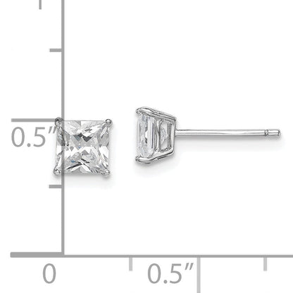 Sterlingsilber Rhodiniert Poliert Quadratisch 5mm Zirkonia Ohrstecker