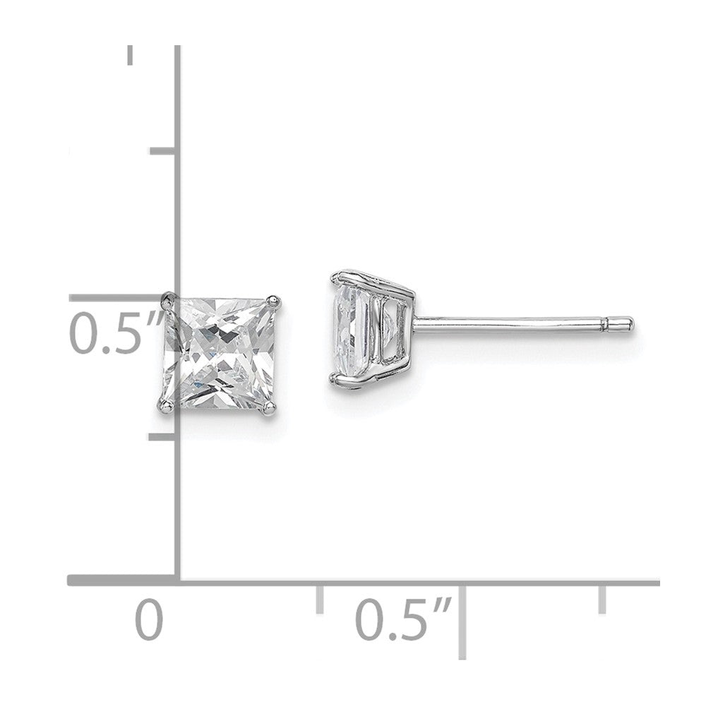 Sterlingsilber Rhodiniert Poliert Quadratisch 5mm Zirkonia Ohrstecker