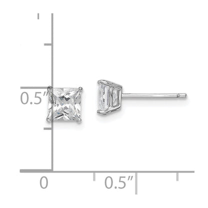 Sterlingsilber Rhodiniert Poliert Quadratisch 5mm Zirkonia Ohrstecker