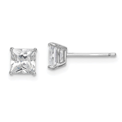 Sterlingsilber Rhodiniert Poliert Quadratisch 5mm Zirkonia Ohrstecker