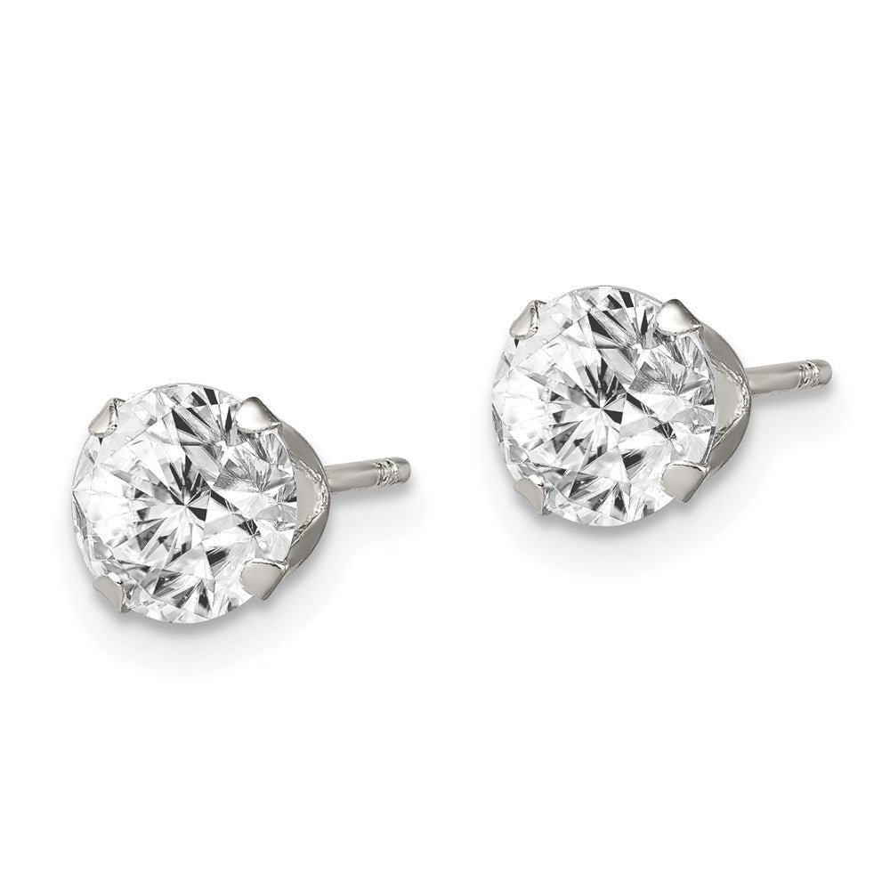 Sterlingsilber Poliert Rund 6mm Zirkonia Snap Set Ohrstecker
