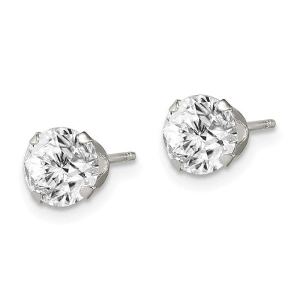 Sterlingsilber Poliert Rund 6mm Zirkonia Snap Set Ohrstecker