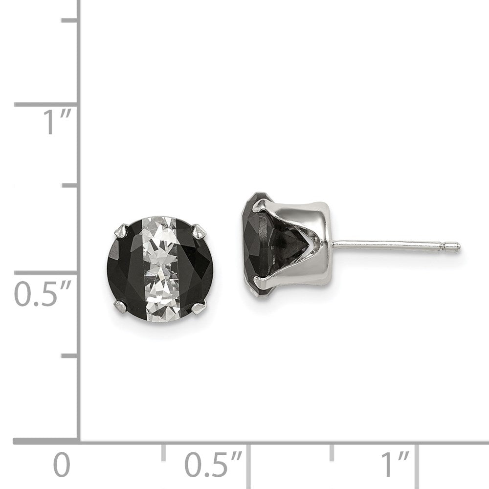 Sterlingsilber Schwarz & Weiß 8mm Rund Zirkonia Snap-in Set Ohrstecker