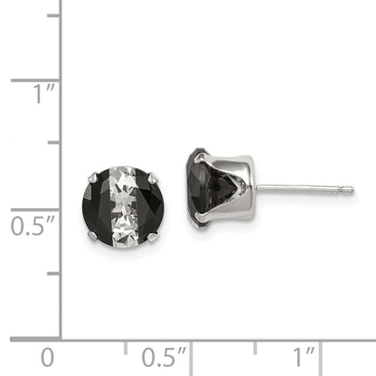 Sterlingsilber Schwarz & Weiß 8mm Rund Zirkonia Snap-in Set Ohrstecker