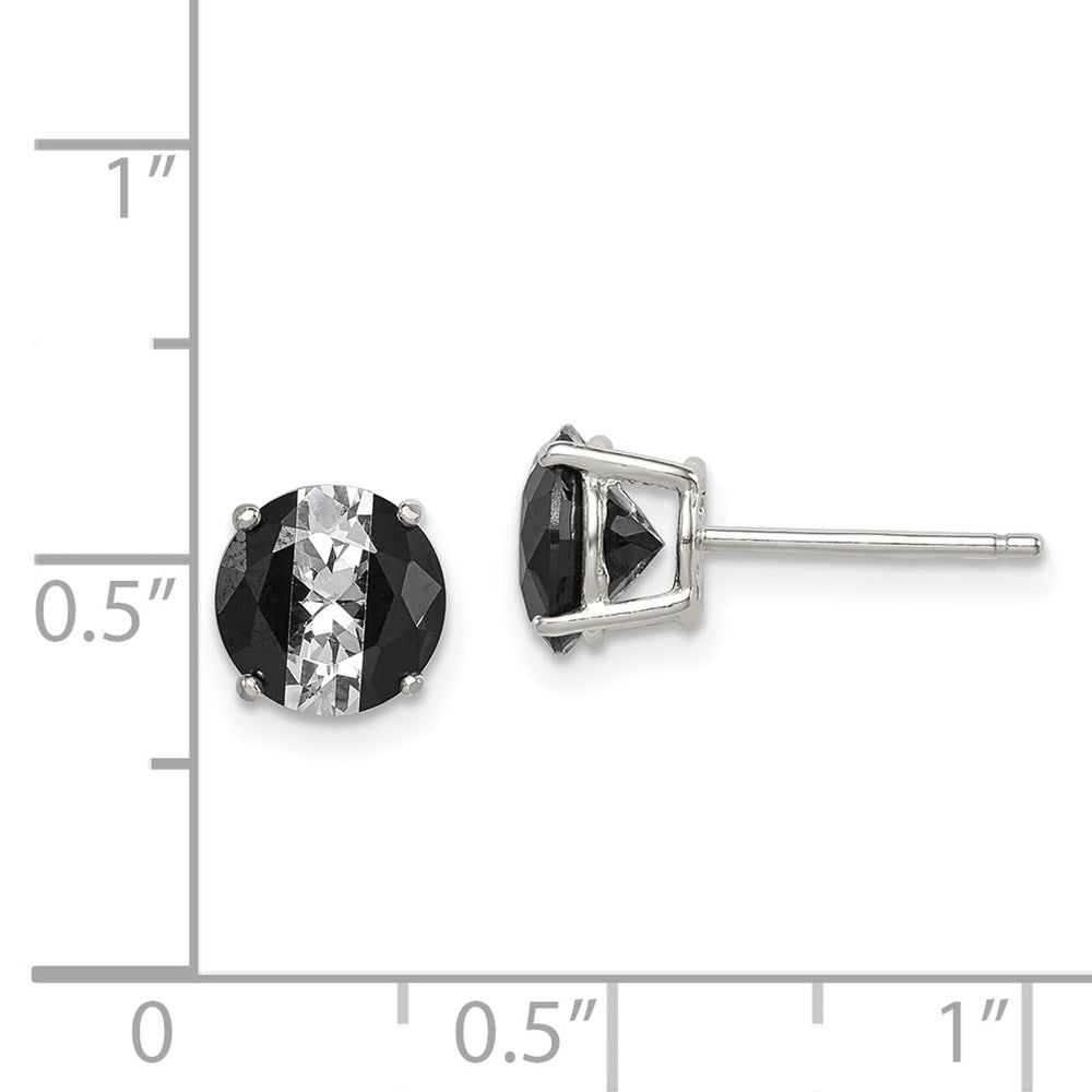 Sterlingsilber Rhodiniert Schwarz/white 7mm Rund Zirkonia Korb Set Ohrstecker