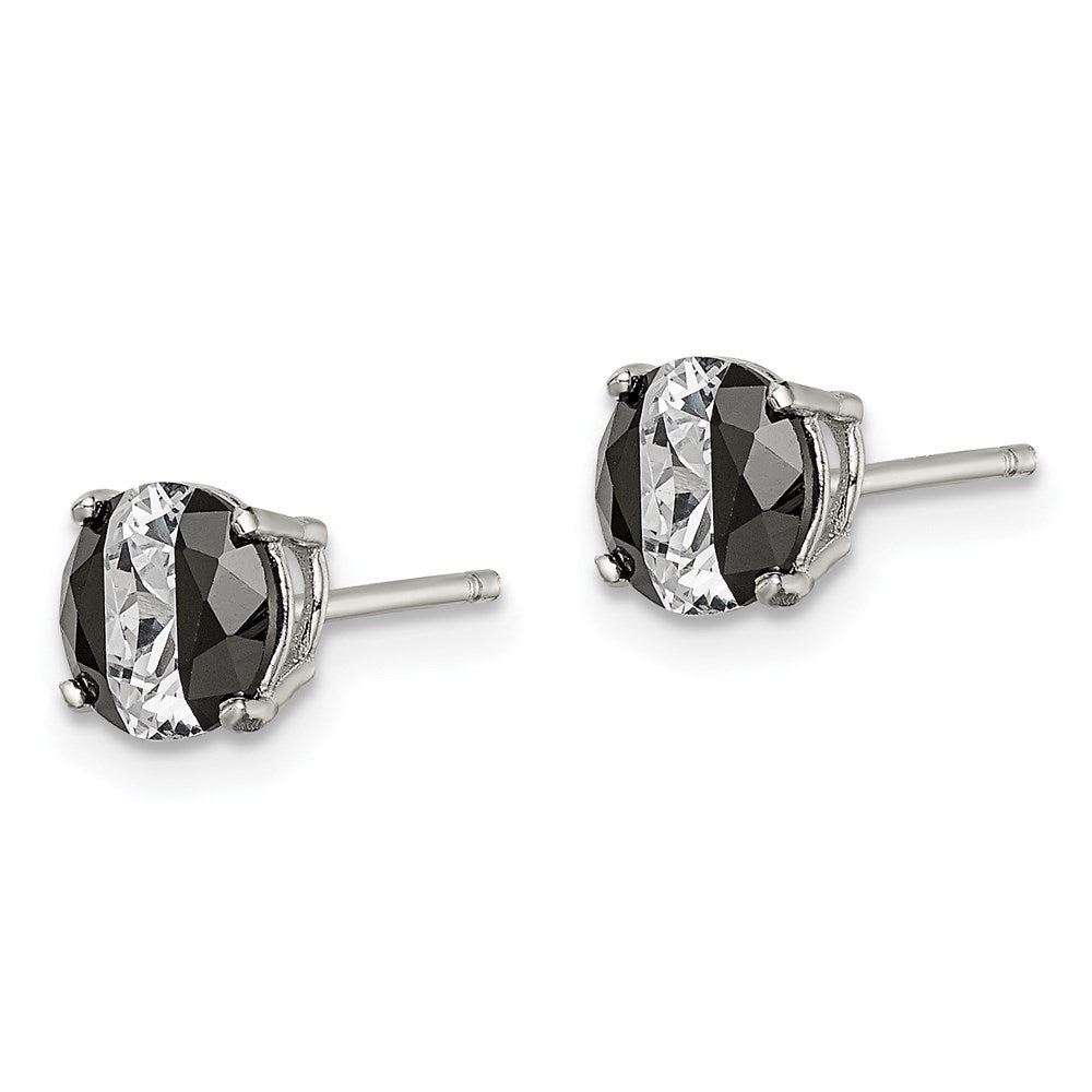 Sterlingsilber Rhodiniert Schwarz/white 6mm Rund Zirkonia Korb Set Ohrstecker