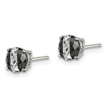 Sterlingsilber Rhodiniert Schwarz/white 6mm Rund Zirkonia Korb Set Ohrstecker
