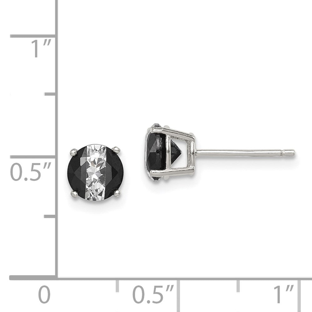 Sterlingsilber Rhodiniert Schwarz/white 6mm Rund Zirkonia Korb Set Ohrstecker