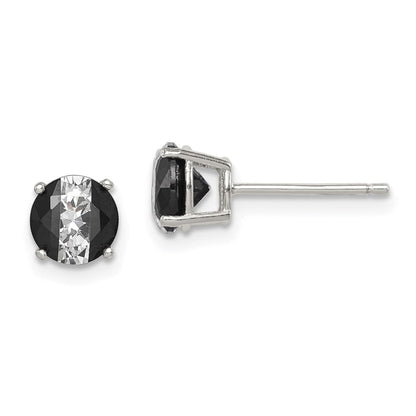 Sterlingsilber Rhodiniert Schwarz/white 6mm Rund Zirkonia Korb Set Ohrstecker