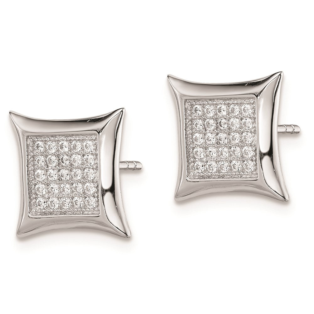 Sterlingsilber Rhodiniert Poliert Pavé Zirkonia Quadratisch Ohrstecker