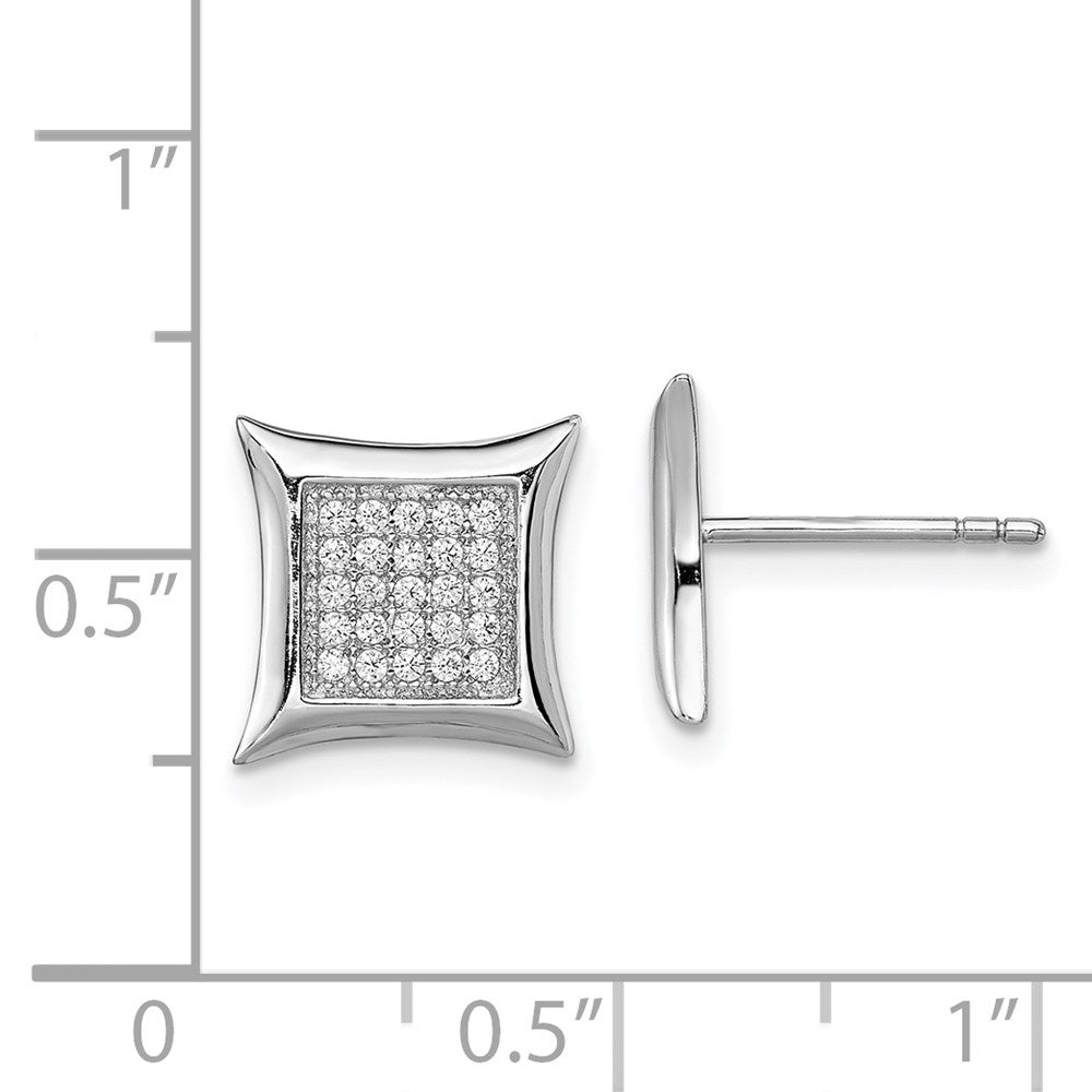 Sterlingsilber Rhodiniert Poliert Pavé Zirkonia Quadratisch Ohrstecker