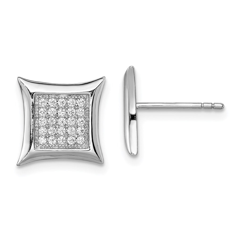 Sterlingsilber Rhodiniert Poliert Pavé Zirkonia Quadratisch Ohrstecker