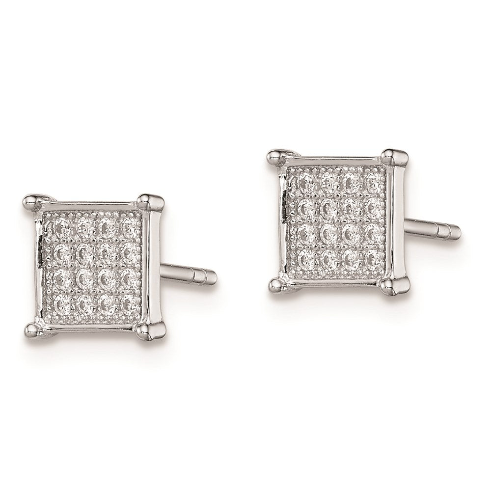 Sterlingsilber Rhodiniert Poliert Pavé Zirkonia Quadratisch Ohrstecker