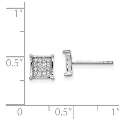 Sterlingsilber Rhodiniert Poliert Pavé Zirkonia Quadratisch Ohrstecker