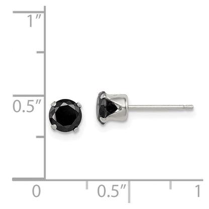 Sterlingsilber Poliert Schwarz 5mm Rund Zirkonia Snap-in Set Ohrstecker