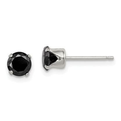 Sterlingsilber Poliert Schwarz 5mm Rund Zirkonia Snap-in Set Ohrstecker