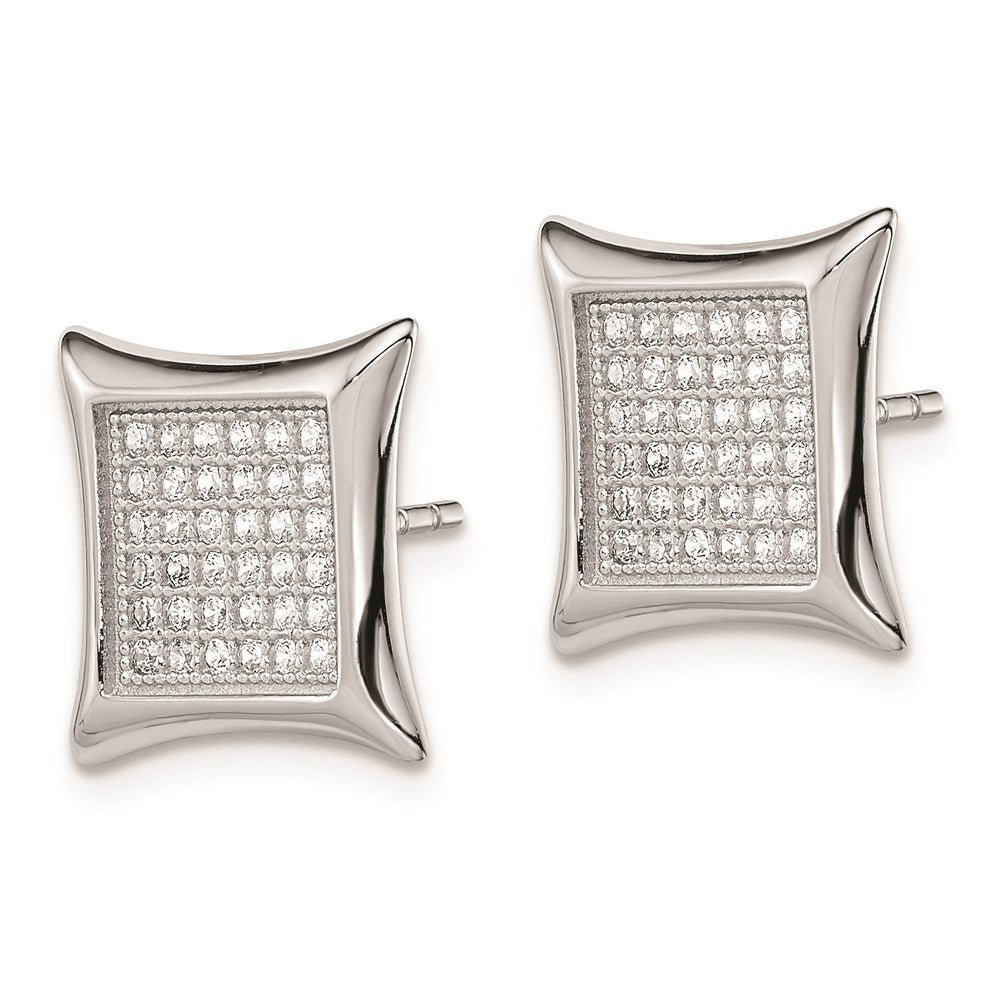 Sterlingsilber Rhodiniert Poliert Pavé Zirkonia Quadratisch Ohrstecker