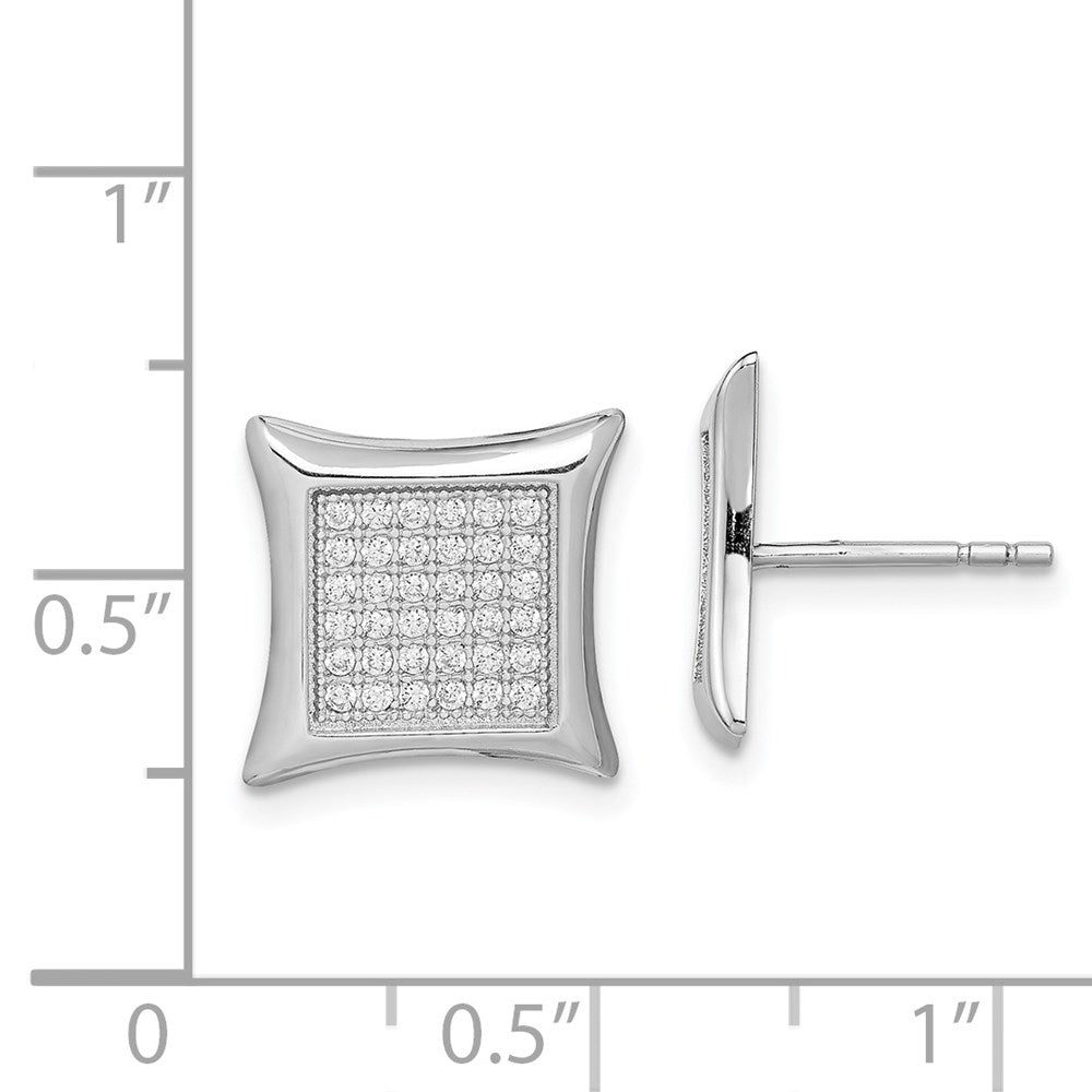 Sterlingsilber Rhodiniert Poliert Pavé Zirkonia Quadratisch Ohrstecker
