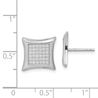 Sterlingsilber Rhodiniert Poliert Pavé Zirkonia Quadratisch Ohrstecker