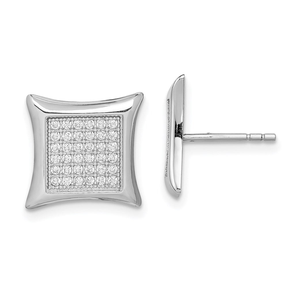 Sterlingsilber Rhodiniert Poliert Pavé Zirkonia Quadratisch Ohrstecker