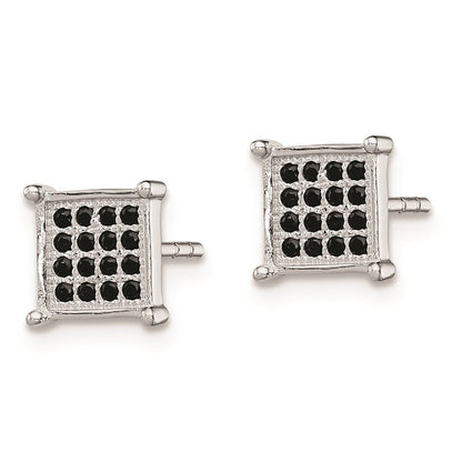 Sterlingsilber Rhodiniert Schwarz Pavé Zirkonia Quadratisch Ohrstecker