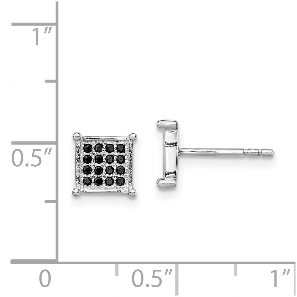 Sterlingsilber Rhodiniert Schwarz Pavé Zirkonia Quadratisch Ohrstecker