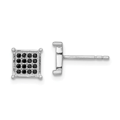 Sterlingsilber Rhodiniert Schwarz Pavé Zirkonia Quadratisch Ohrstecker