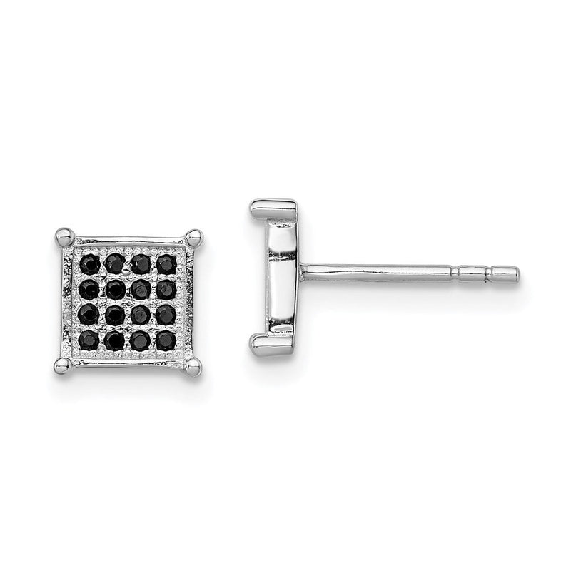 Sterlingsilber Rhodiniert Schwarz Pavé Zirkonia Quadratisch Ohrstecker