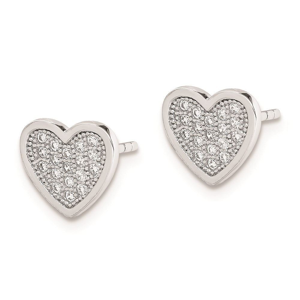 Sterlingsilber Rhodiniert Zirkonia Pavé Herz Ohrstecker