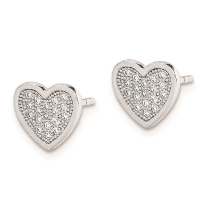 Sterlingsilber Rhodiniert Zirkonia Pavé Herz Ohrstecker