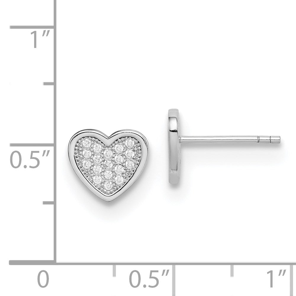 Sterlingsilber Rhodiniert Zirkonia Pavé Herz Ohrstecker