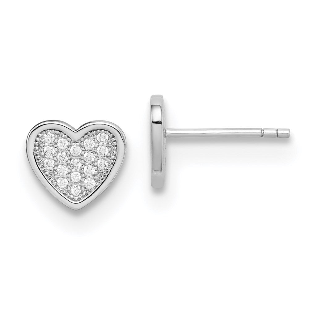 Sterlingsilber Rhodiniert Zirkonia Pavé Herz Ohrstecker