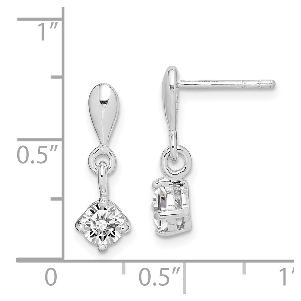 Sterlingsilber Rhodiniert Poliert Zirkonia Stecker Ohrhänger