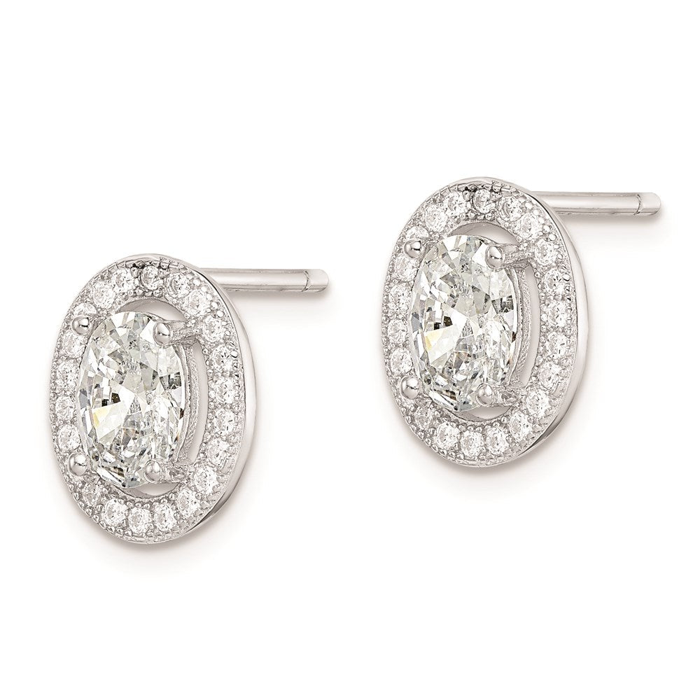 Sterlingsilber Rhodiniert Poliert Pavé Zirkonia Oval Ohrstecker